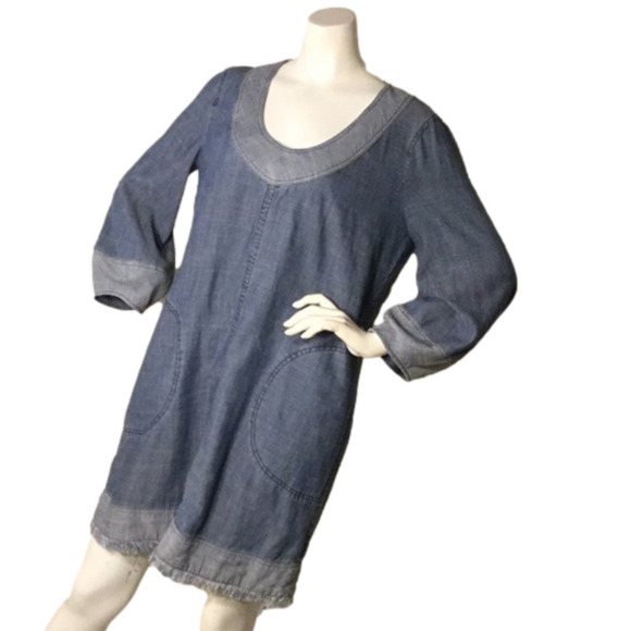 TRINA TURK BOHO CHIC DENIM DRESS SIZE MEDIUM - Picture 1 of 4